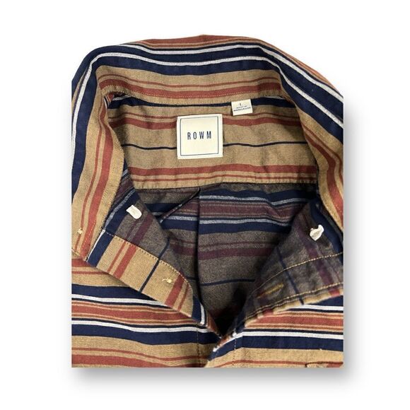 Rowm Striped Button Front Shirt Size Large - Picture 3 of 5